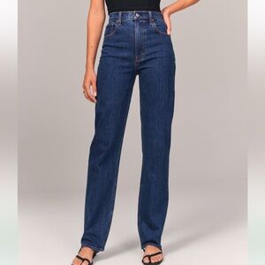 Abercrombie & Fitch Women's Straight Leg Jeans - Dark Blue